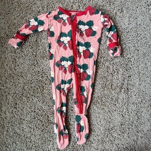Kickee Pants Strawberry Print Baby One Piece Bamboo Pajamas 3-6 Months